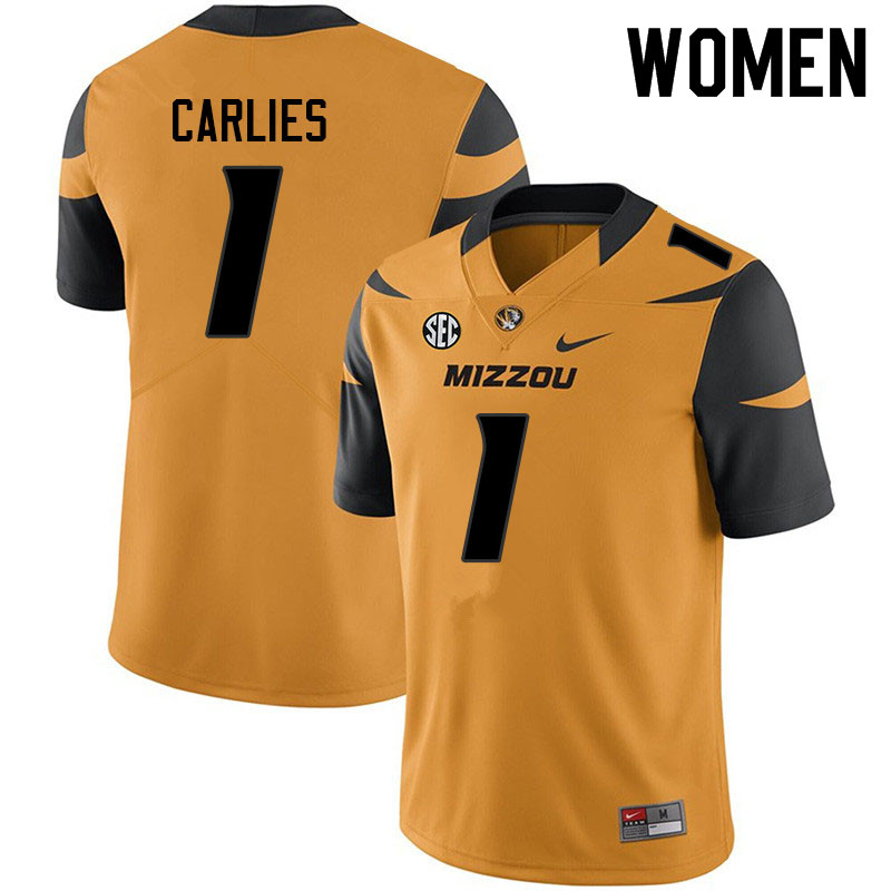Women #1 Jaylon Carlies Missouri Tigers College Football Jerseys Sale-Yellow - Click Image to Close